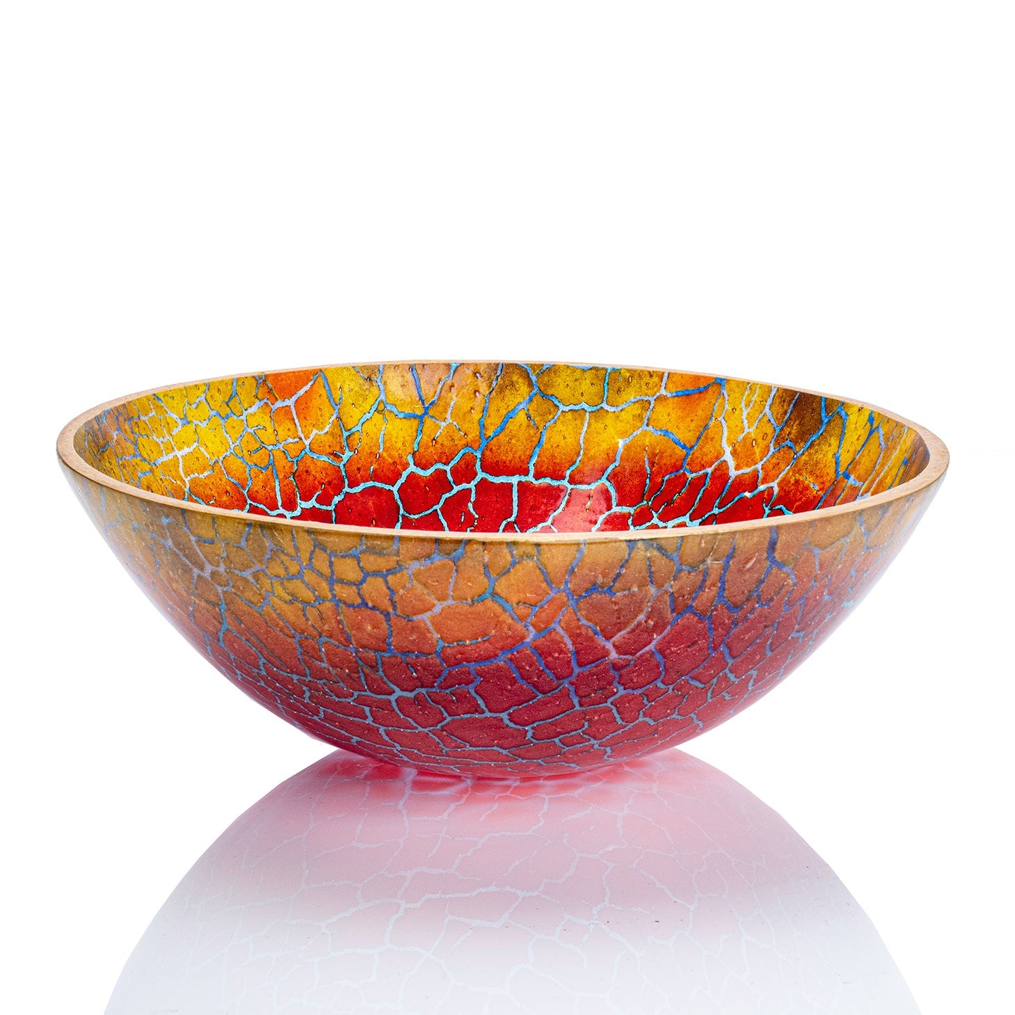 Garnet & Marigold Red Homecoming Bowl | 3" x 9" Kilnformed Glass Bob Leatherbarrow