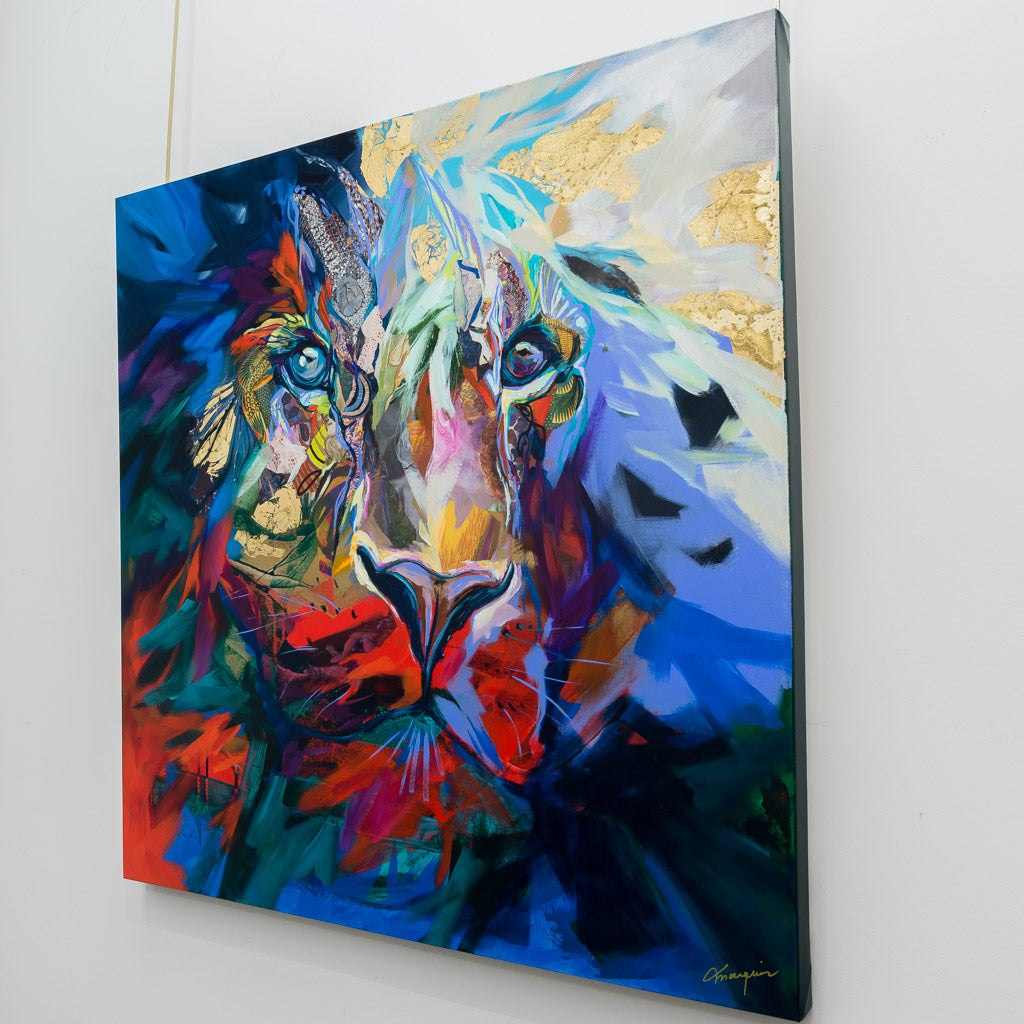 Le Lion de Némée | 36" x 36" Mixed Media on canvas Annabelle Marquis