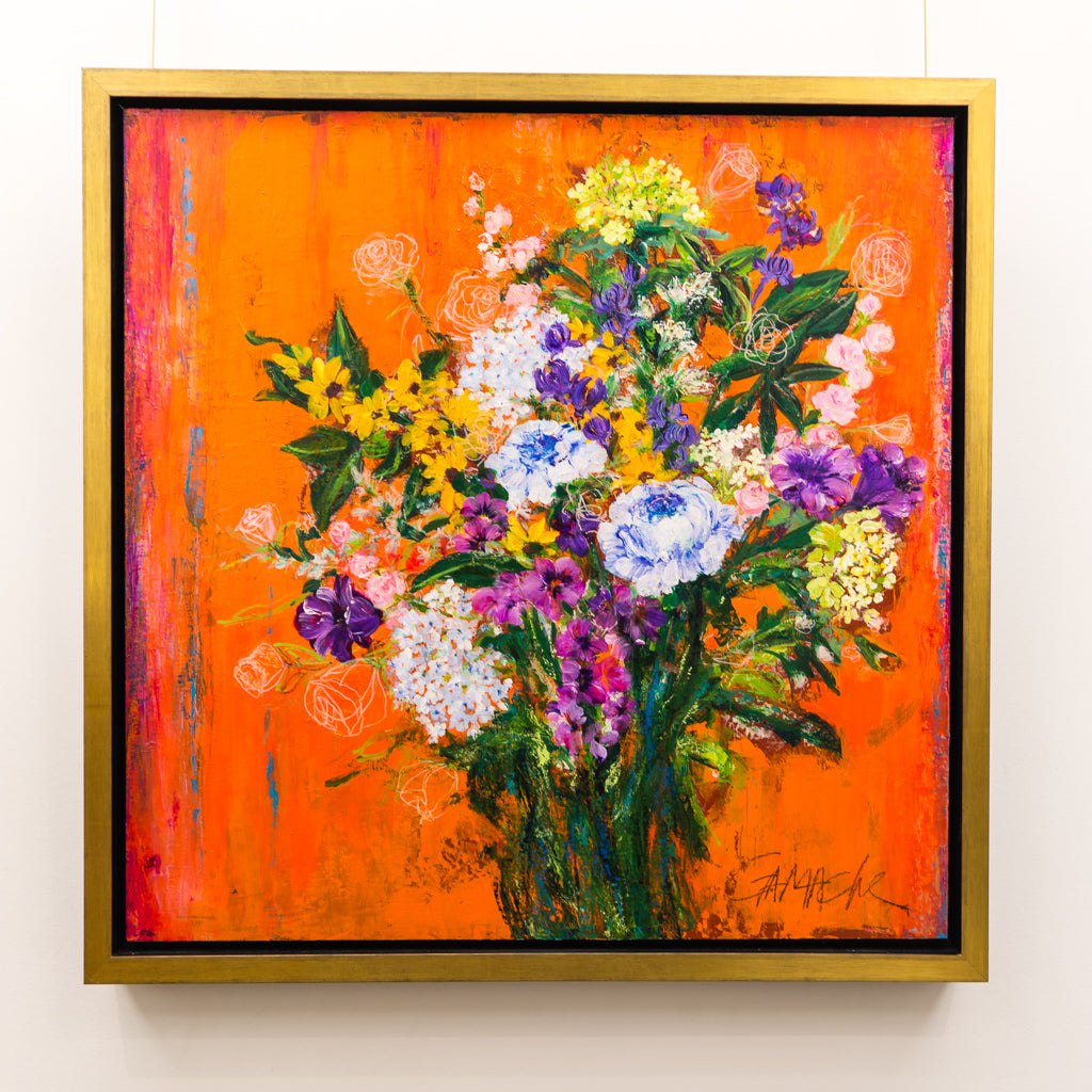 L'Amour, L'Amour, ça Rend Fou | 30" x 30" mixed media on panel Élène Gamache