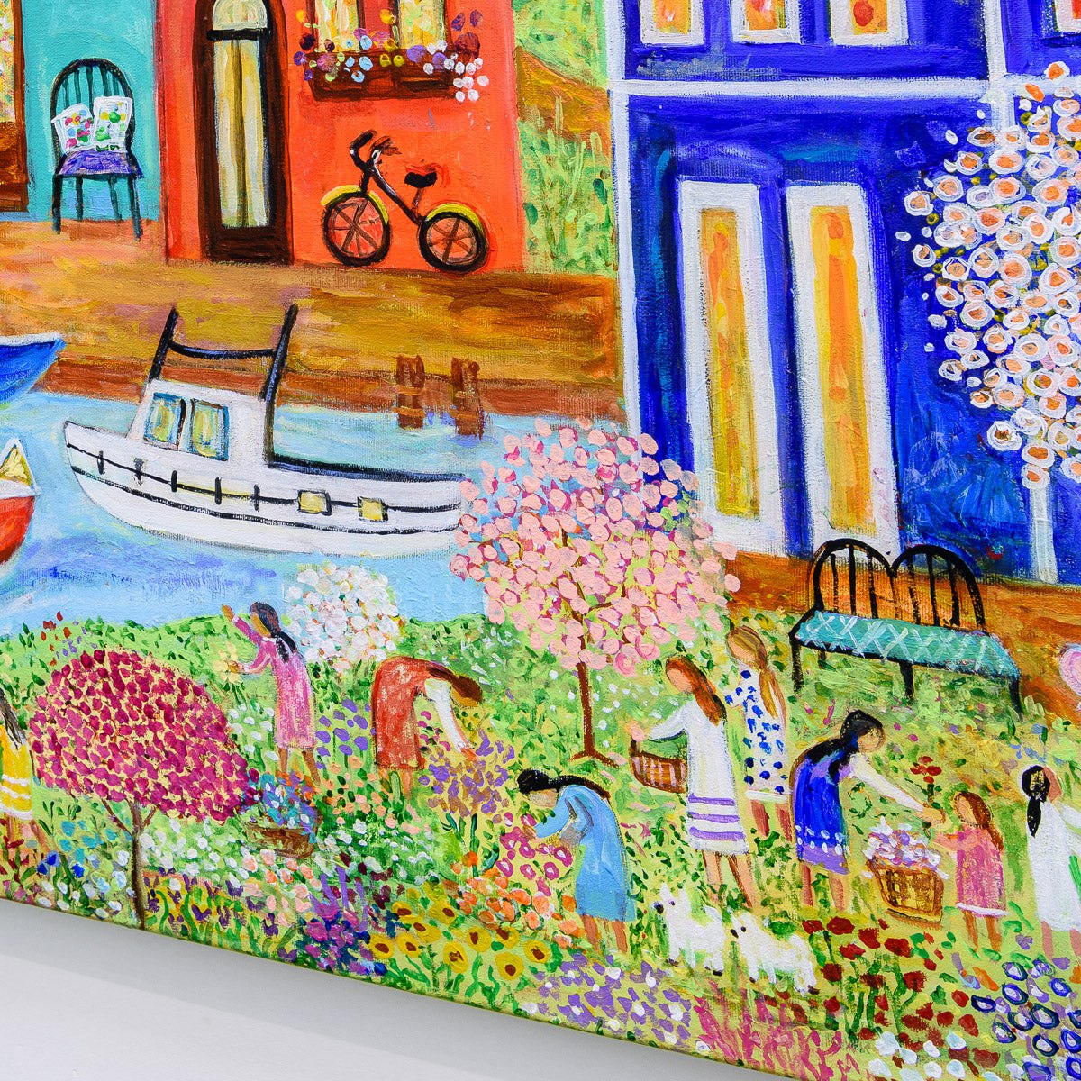 Boats in the Harbour | 36" x 36" Acrylic on Canvas Madison Hart