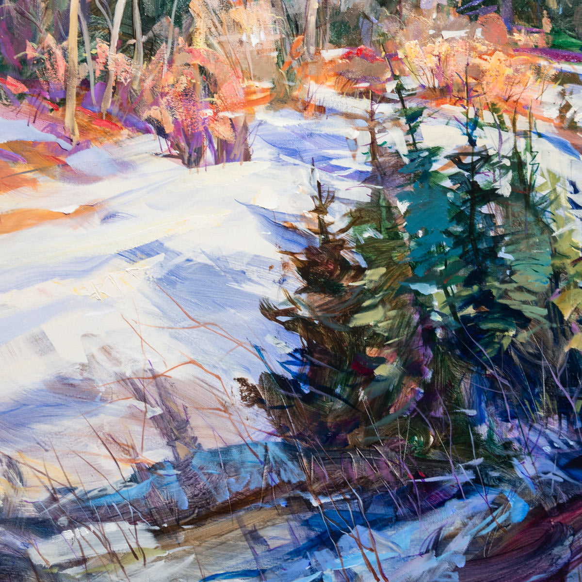 Shadows on the Frozen Creek | 40" × 30" Acrylic on Canvas Brent Laycock RCA
