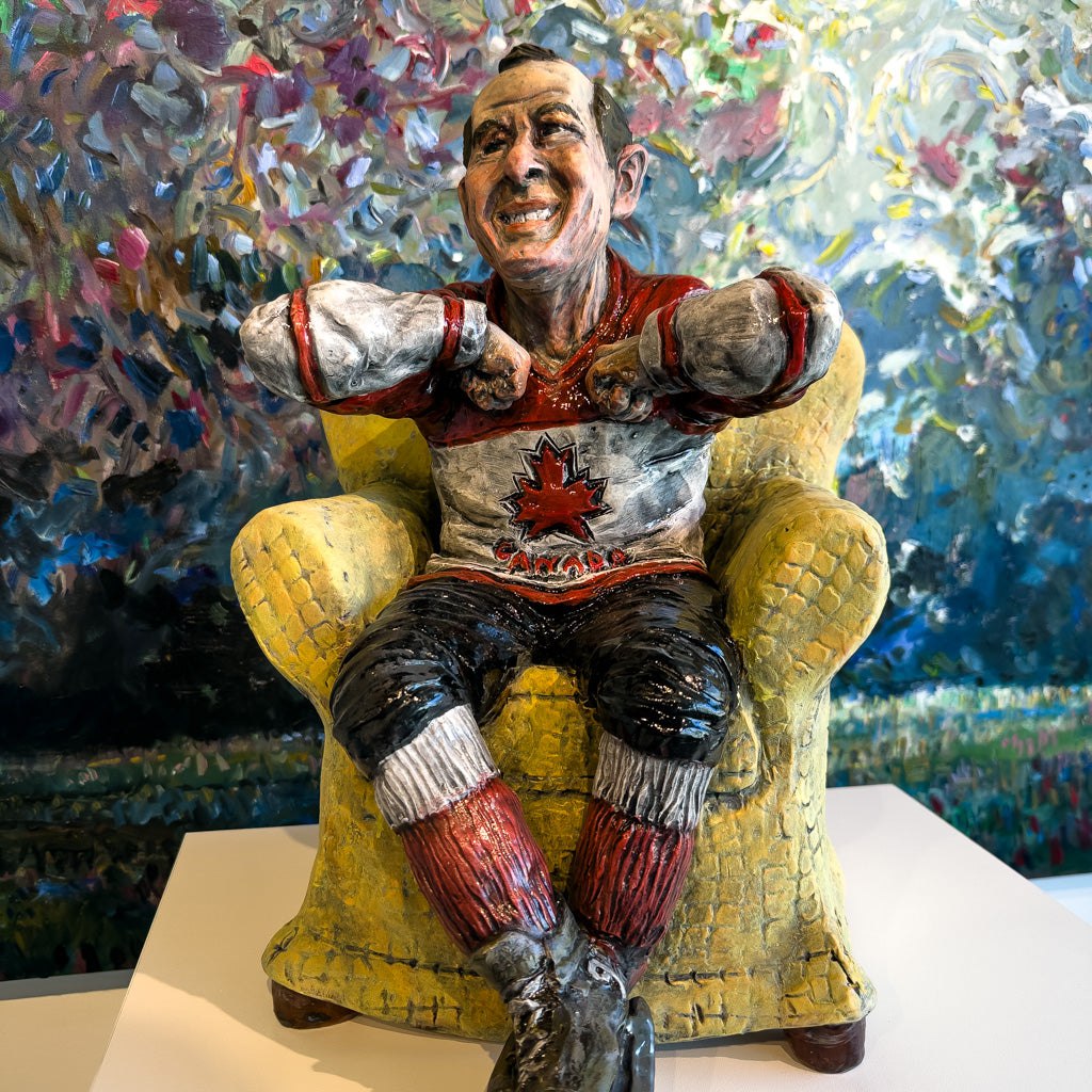 Gordie Got His Elbows Up | 17 x 14 x 14 Ceramic Elaine Brewer-White