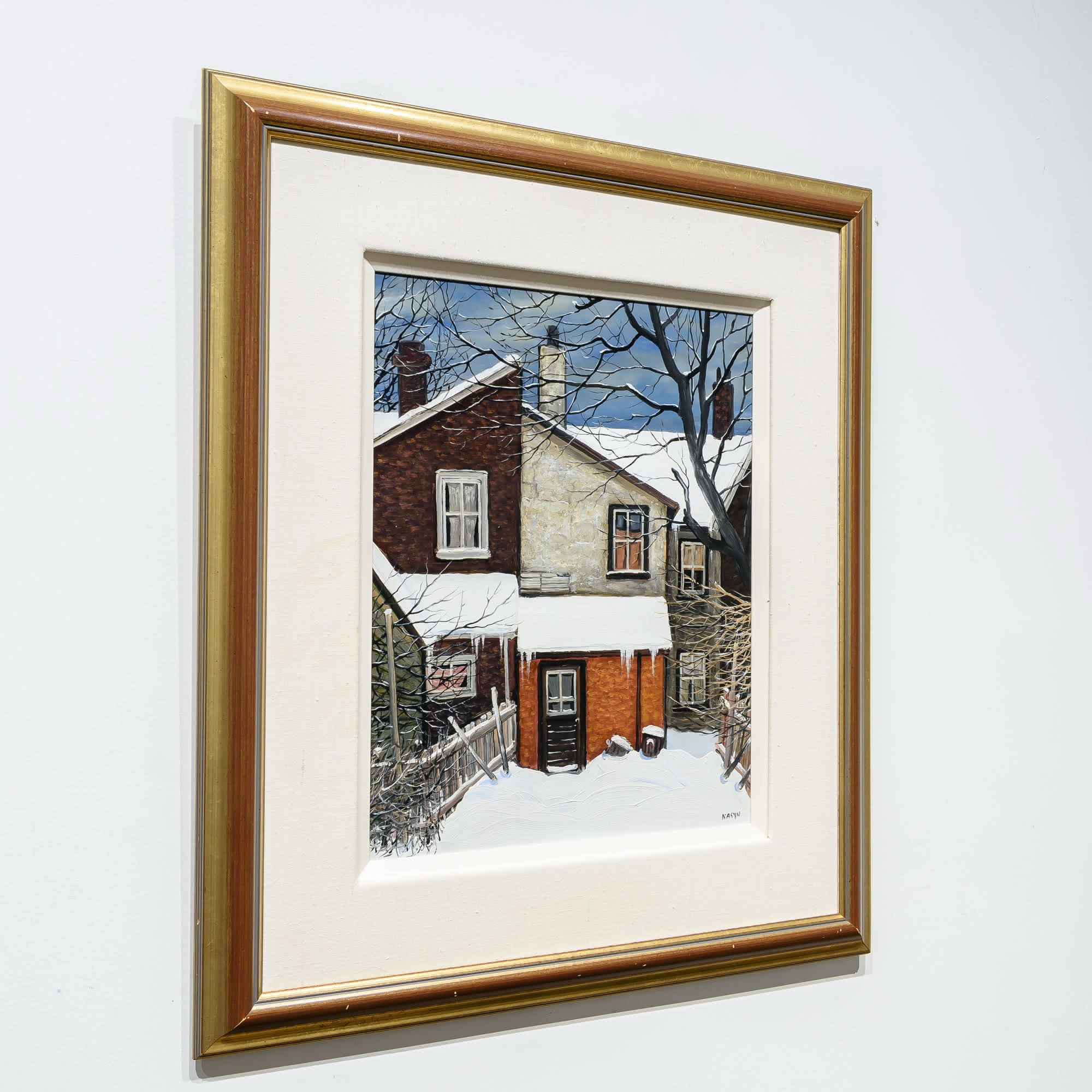 Backyard in Deep Snow | 18" x 14" Oil on Board John Kasyn