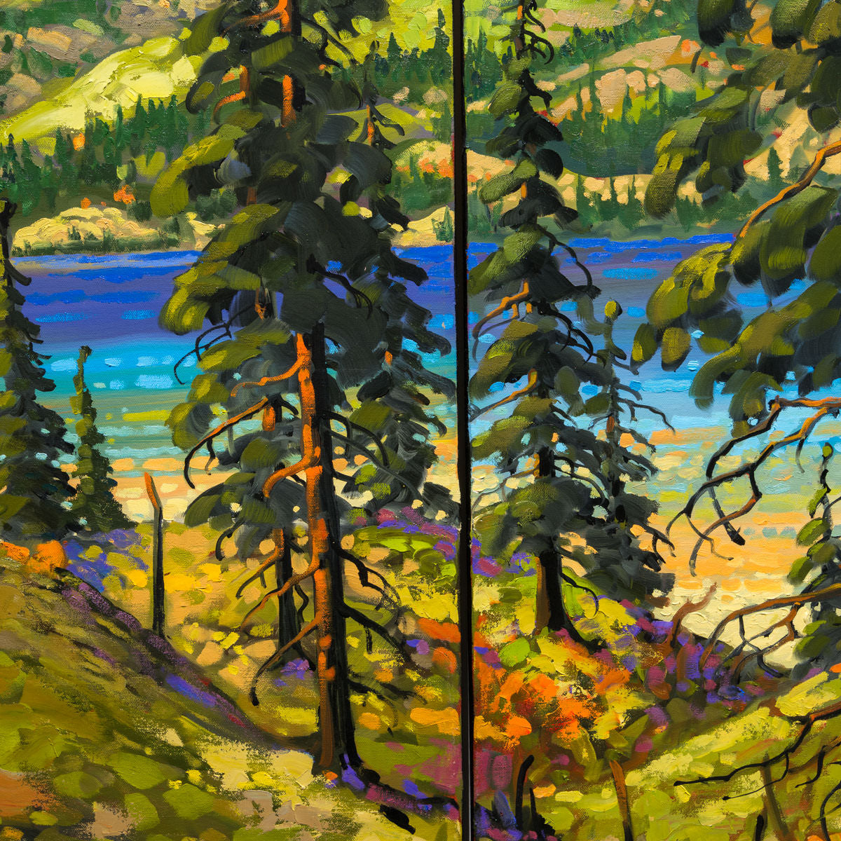 Sunset Okanagan Hills | 48" x 72" Diptych Oil on Canvas Rod Charlesworth
