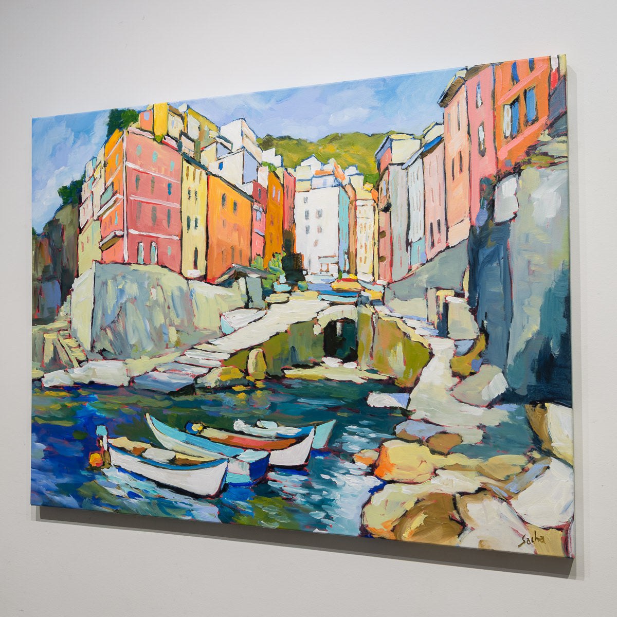 Riomaggiore Cinque Terre Italia | 30" x 40" Acrylic on Canvas Sacha Barrette
