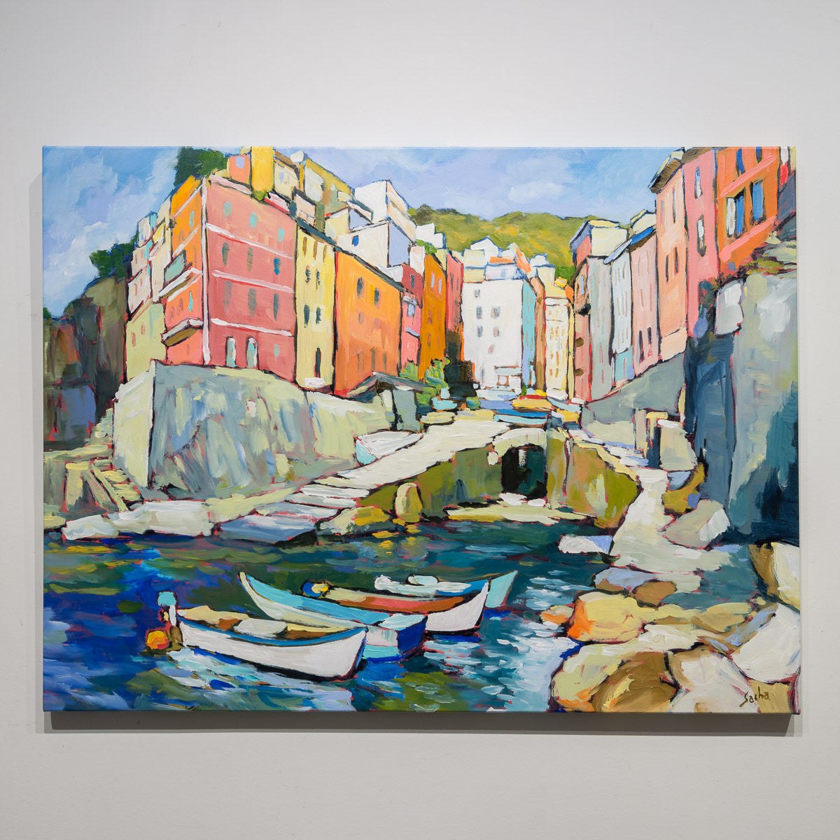 Riomaggiore Cinque Terre Italia | 30" x 40" Acrylic on Canvas Sacha Barrette