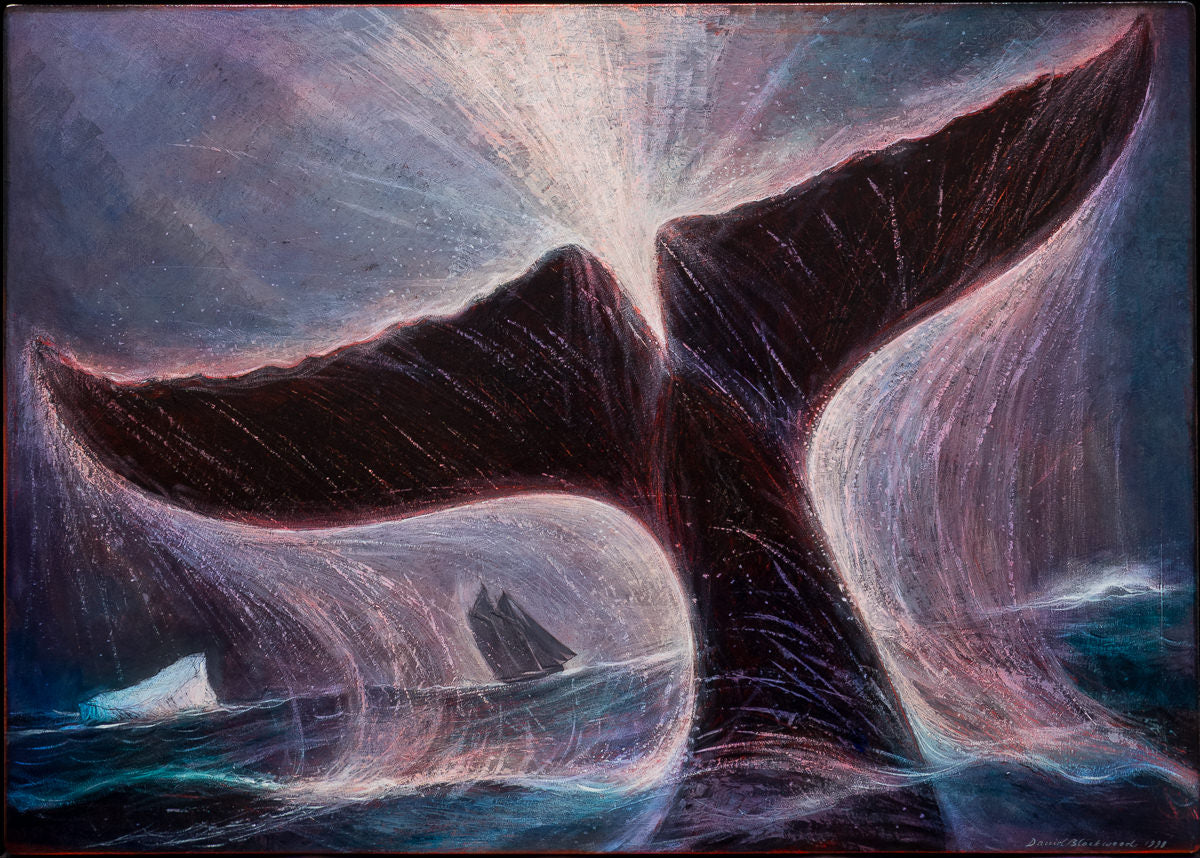Sounding Whale - Labrador Sea 1998 | 27" x 38" Oil Tempera on Panel Oil Tempera on Wood Panel David Blackwood