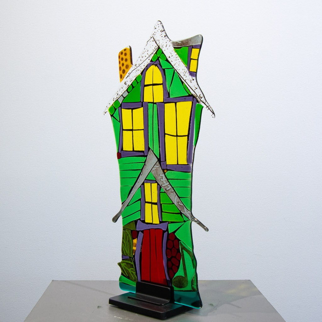 House of Music | 19.5" x 10" Hand fused glass with metal stand Tammy Hudgeon