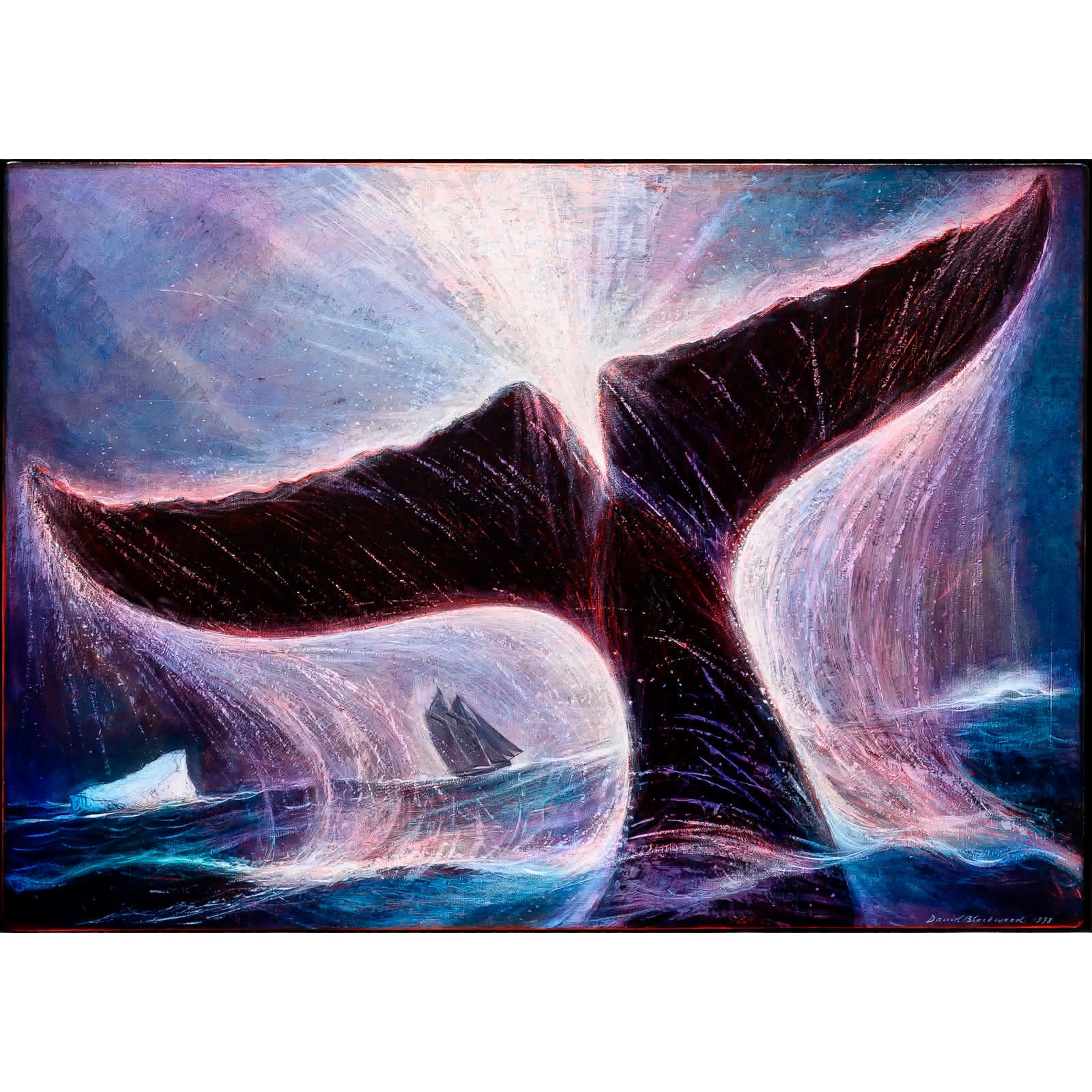 Sounding Whale - Labrador Sea 1998 | Oil Tempera on Panel Oil Tempera on Wood Panel David Blackwood