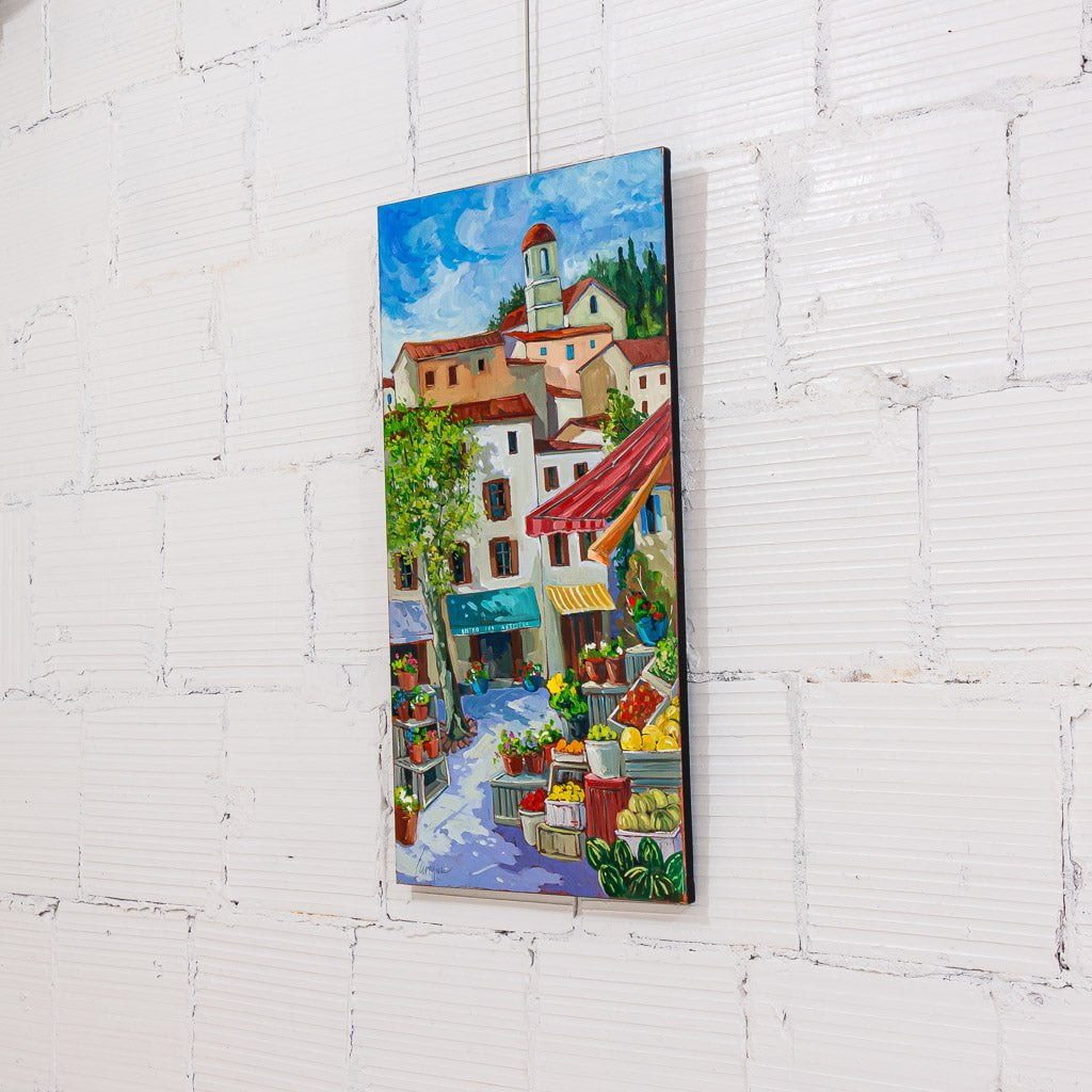 Le marché de village | 36" x 18" Oil on Canvas Robert Savignac