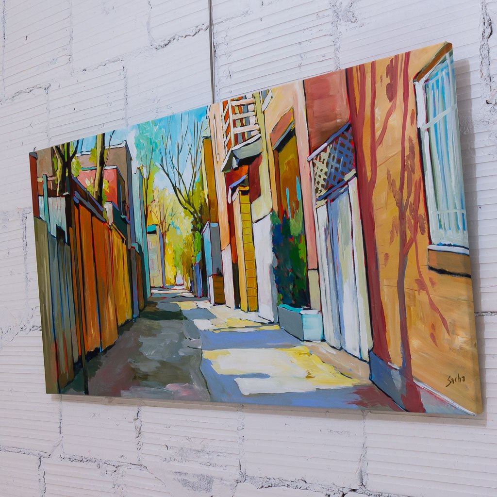Warm Alley Autumn Breeze | 24" x 48" Acrylic on Canvas Sacha Barrette