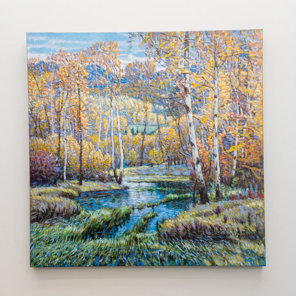 Early Autumn Hardy Lake | 36&quot; x 36&quot; Acrylic on Canvas Shi Le