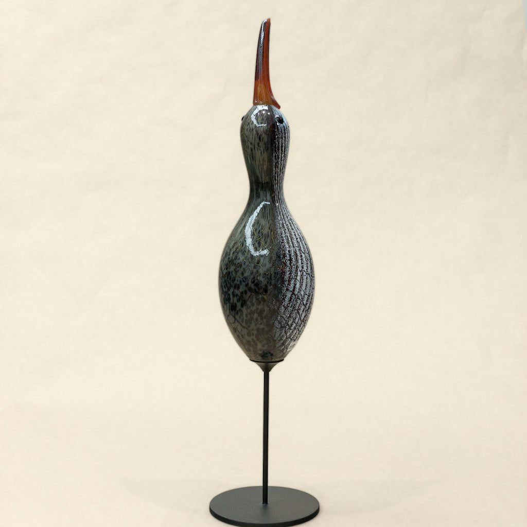 Upright Shorebird Decoy | 18" x 4" Blown Glass with Forged Metal Darren Petersen
