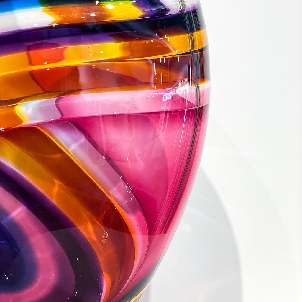 Large Incalmo Vessel - Purple, Amber, Red and Blue | 18" x11" Blown Glass Paull Rodrigue