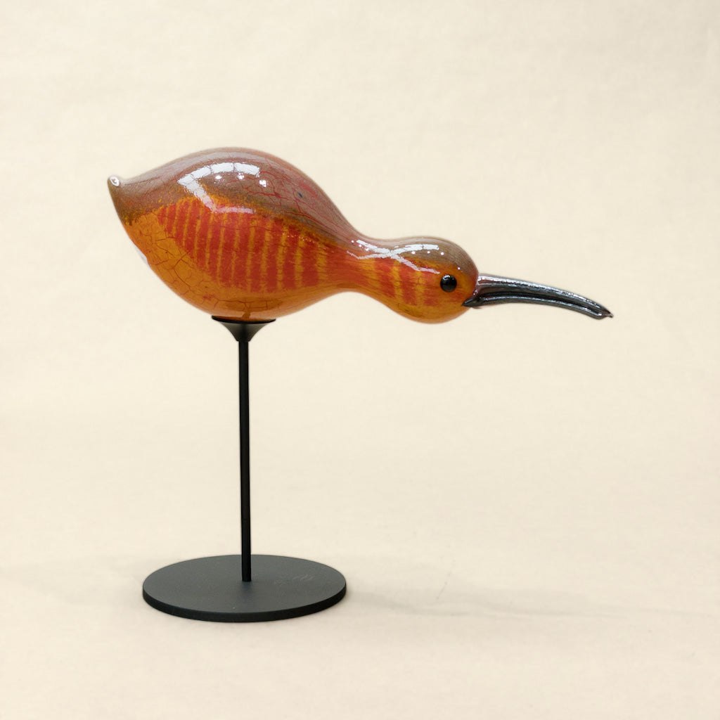 Horizontal Shorebird Decoy | 8" x 10" x 4" Blown Glass with Forged Metal Darren Petersen