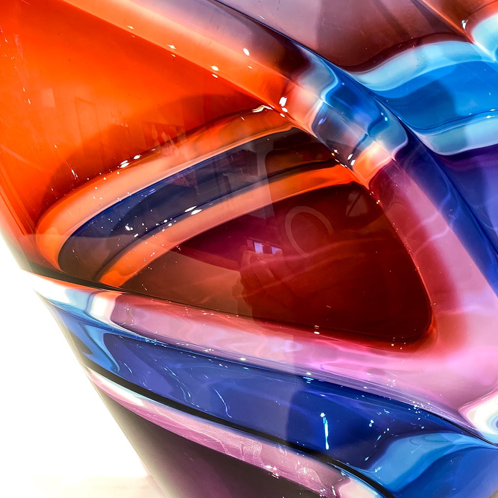 Baby Incalmo Vessel - Red, Blue, and Purple | 9" x 15" Blown Glass Paull Rodrigue
