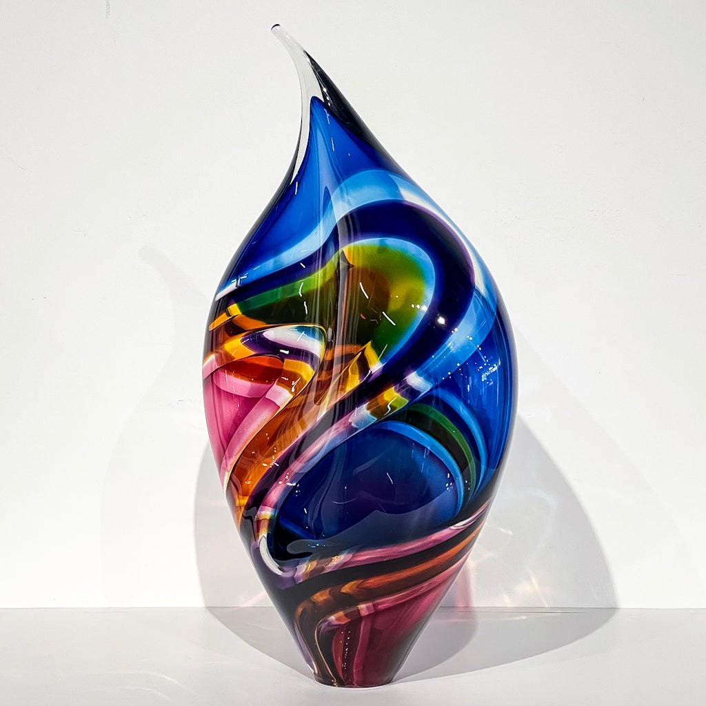 Large Incalmo Vessel - Purple, Amber, Red and Blue | 18" x11" Blown Glass Paull Rodrigue