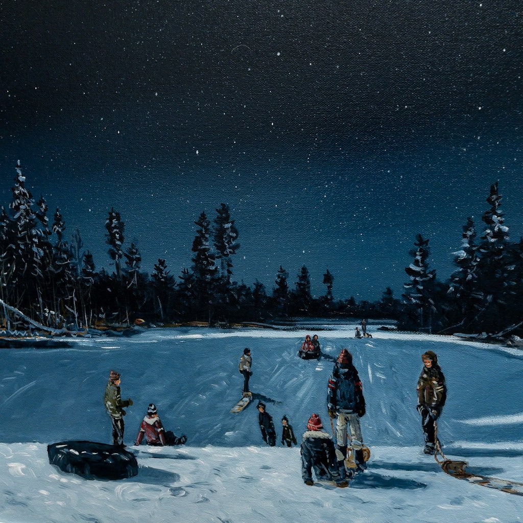 Saturday night on the hill | 23" x 23" Oil on Canvas Peter Shostak