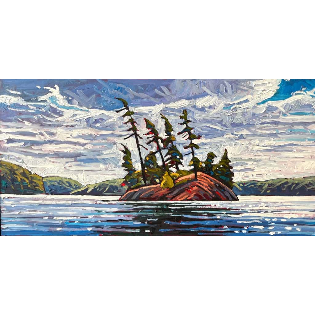 Paddling on Tom Thomson Lake | 24" x 48" Oil on Canvas Ryan Sobkovich