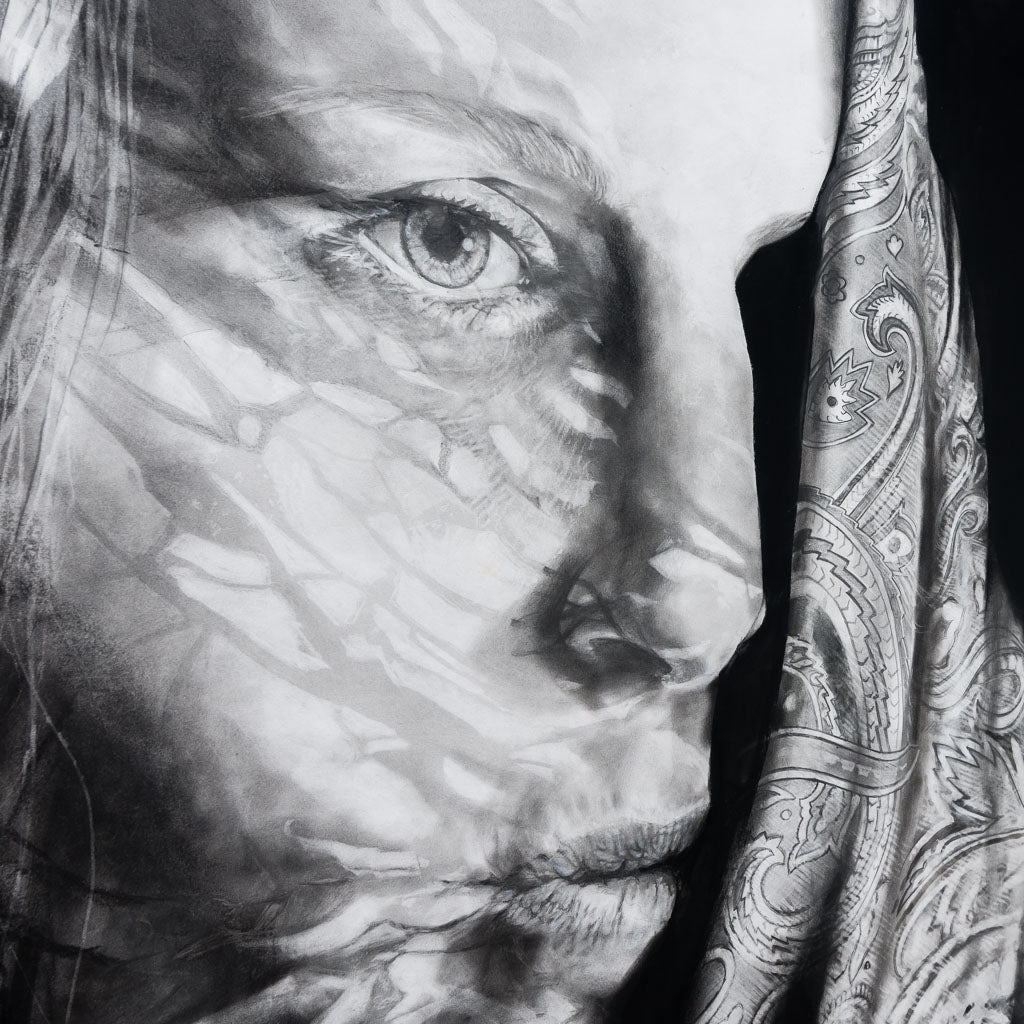 The Scarf | 53" x 40" Graphite Drawing on Board Blu Smith