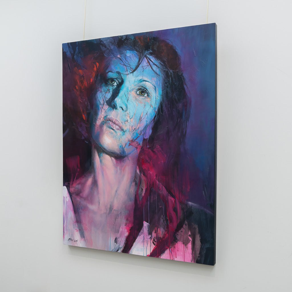 Lady in Blue | 53" x 41" Acrylic and Mixed Media on Paper Blu Smith