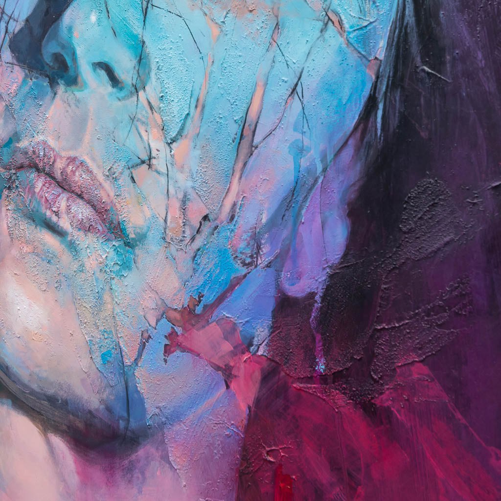 Lady in Blue | 53" x 41" Acrylic and Mixed Media on Paper Blu Smith