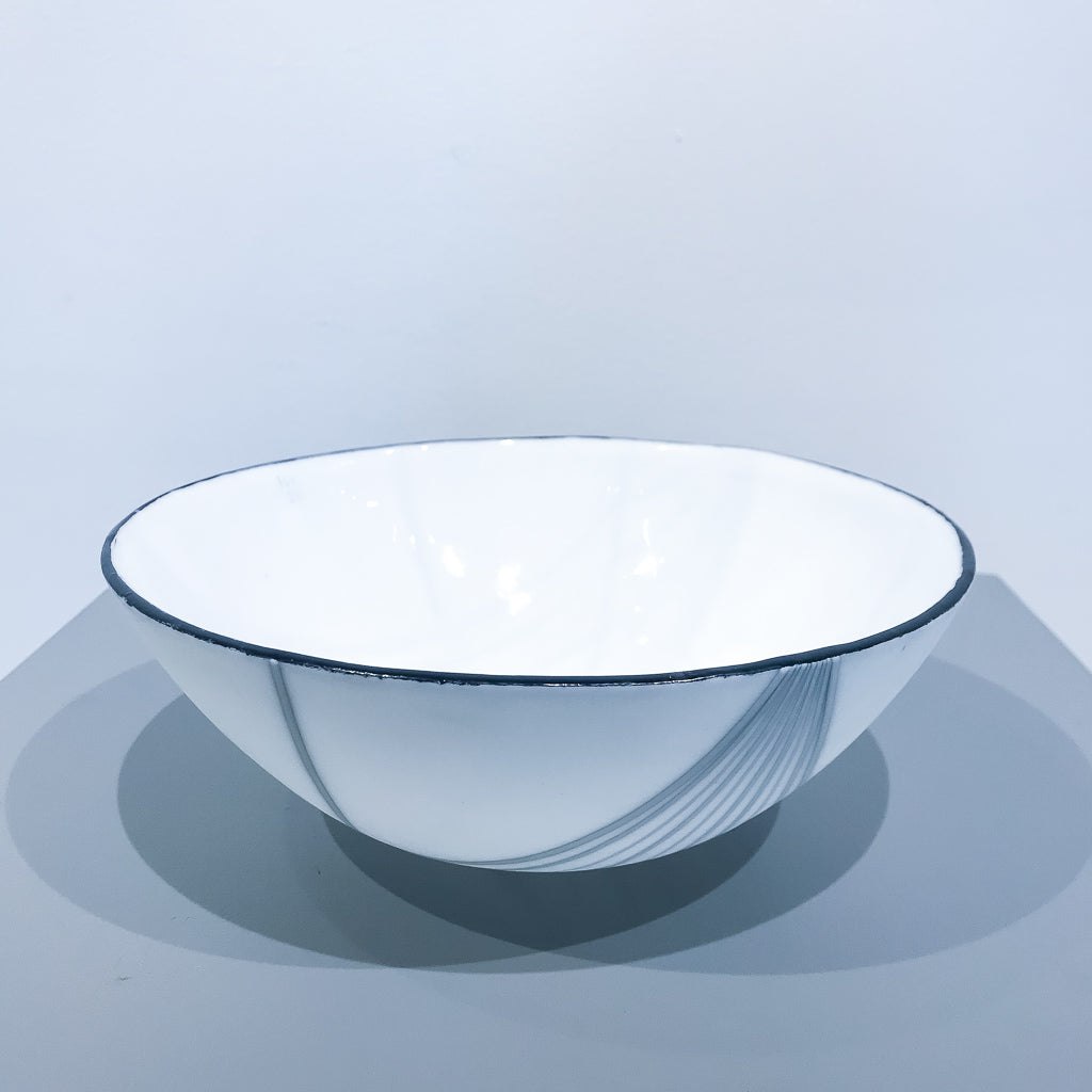 White Bowl #3 | 9.5" x 3.5" Kilnformed Glass Bob Leatherbarrow