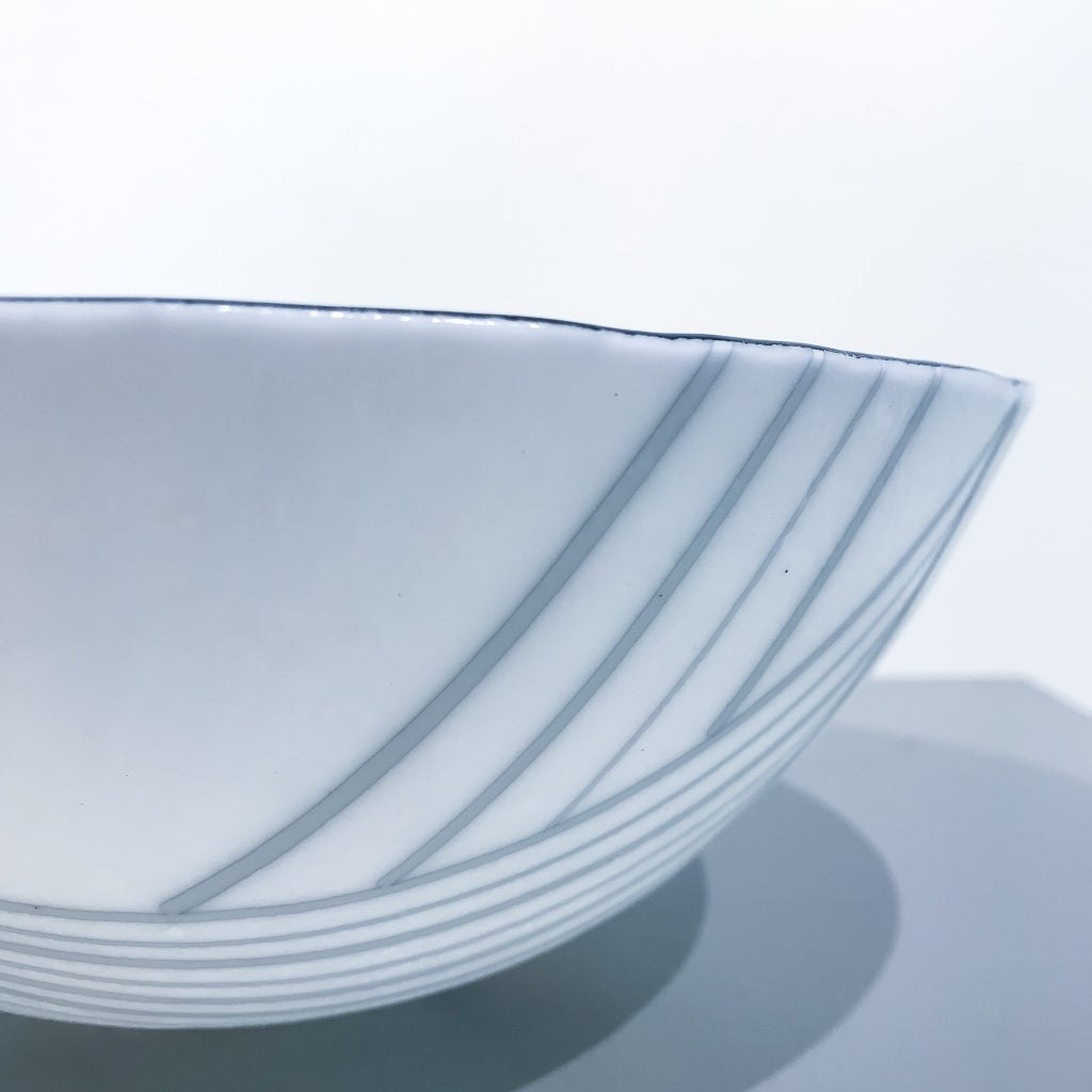 White Bowl #4 | 9.5" x 3.5" Kilnformed Glass Bob Leatherbarrow
