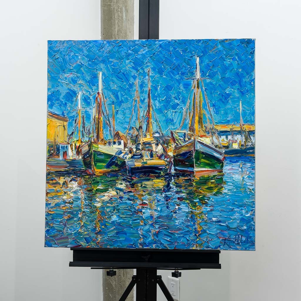 Gloucester Harbour, Massachusetts | 30" x 30" Oil on Canvas Raynald Leclerc