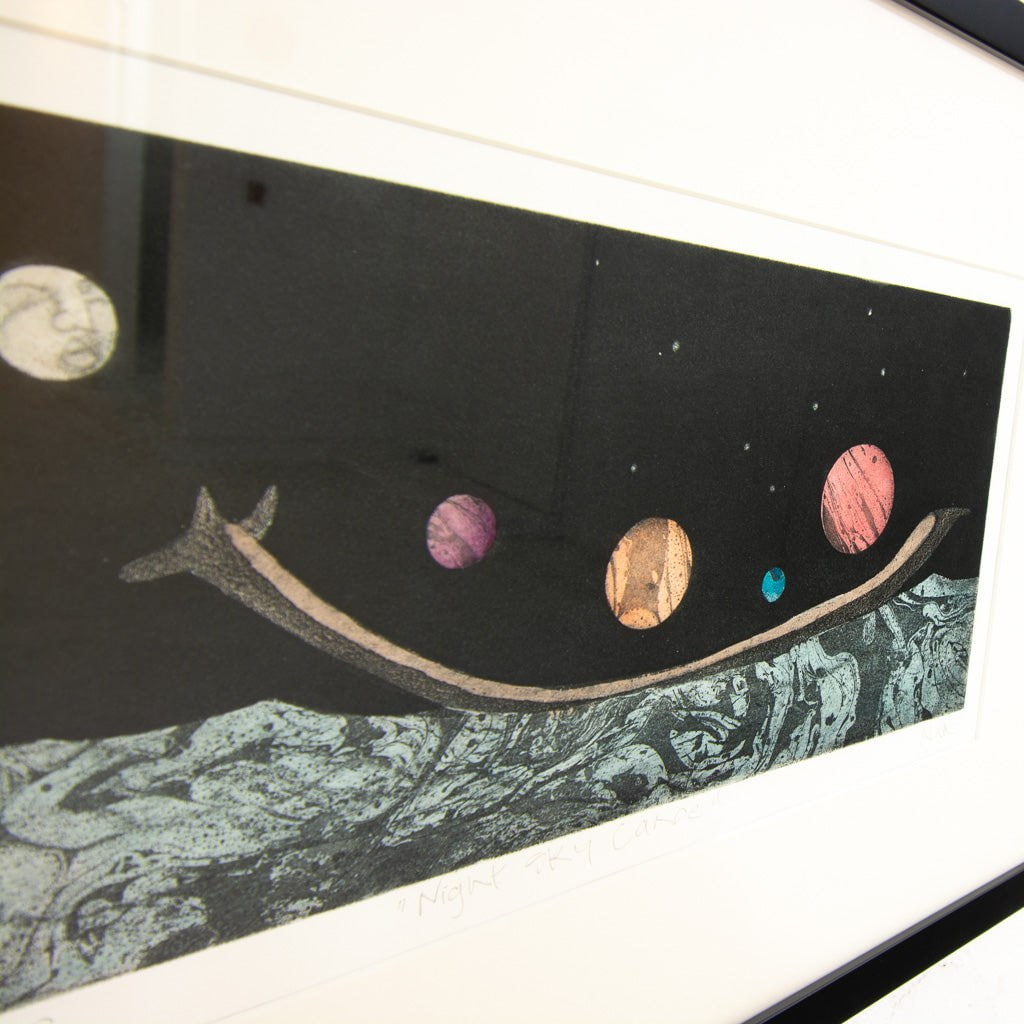 Night Sky Canoe 16/100 | 6.5" x 13.4" Etching Irene Klar