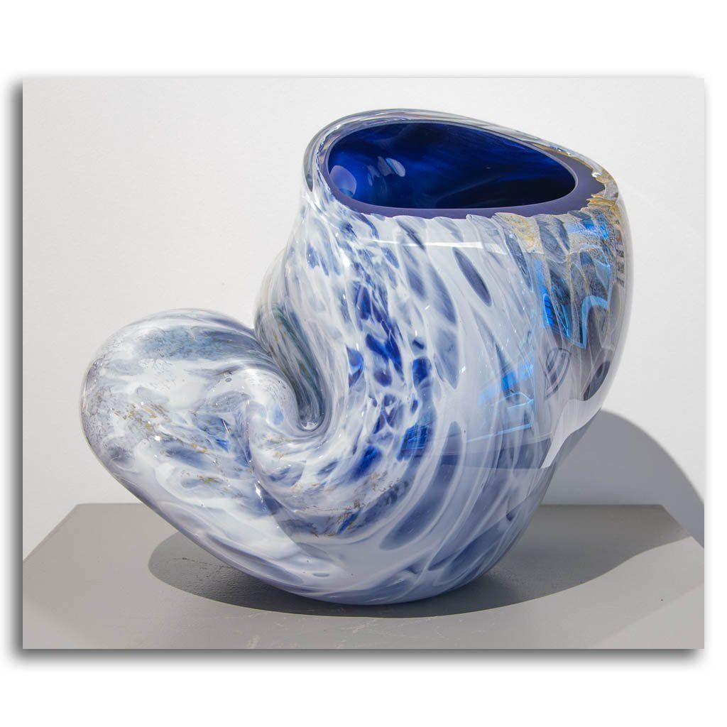Blue Jetsam #1 | 10" x 11" Cold Worked Blown Glass Maryse Chartrand