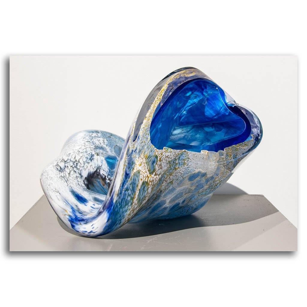 Blue Jetsam #2 | 12" x 10" Cold Worked Blown Glass Maryse Chartrand