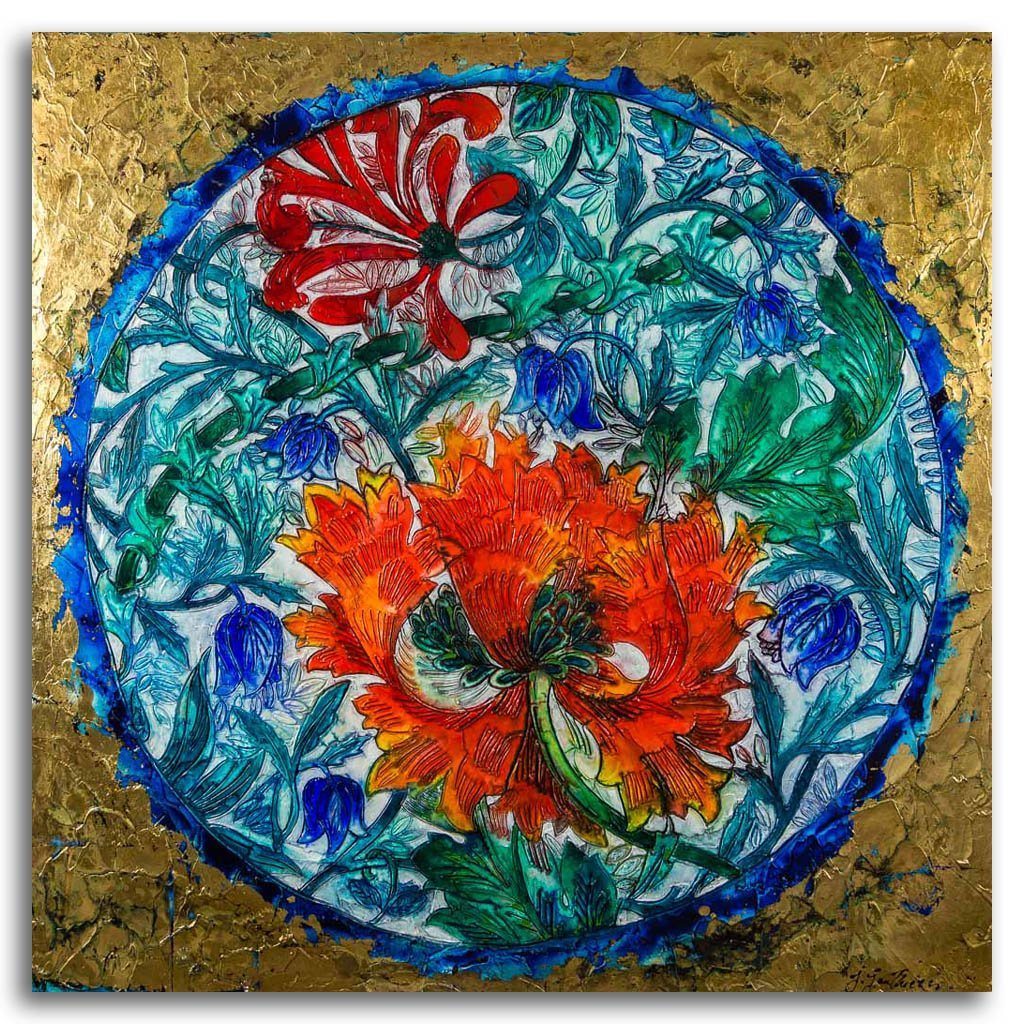 Brocade Inspired | 36" x 36" Mixed Media on canvas Joanne Gauthier