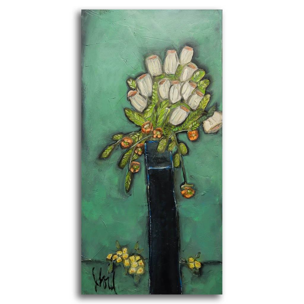 Fleuris et Raisins Vert | 48&quot; x 24&quot; Acrylic on Canvas Josée Lord