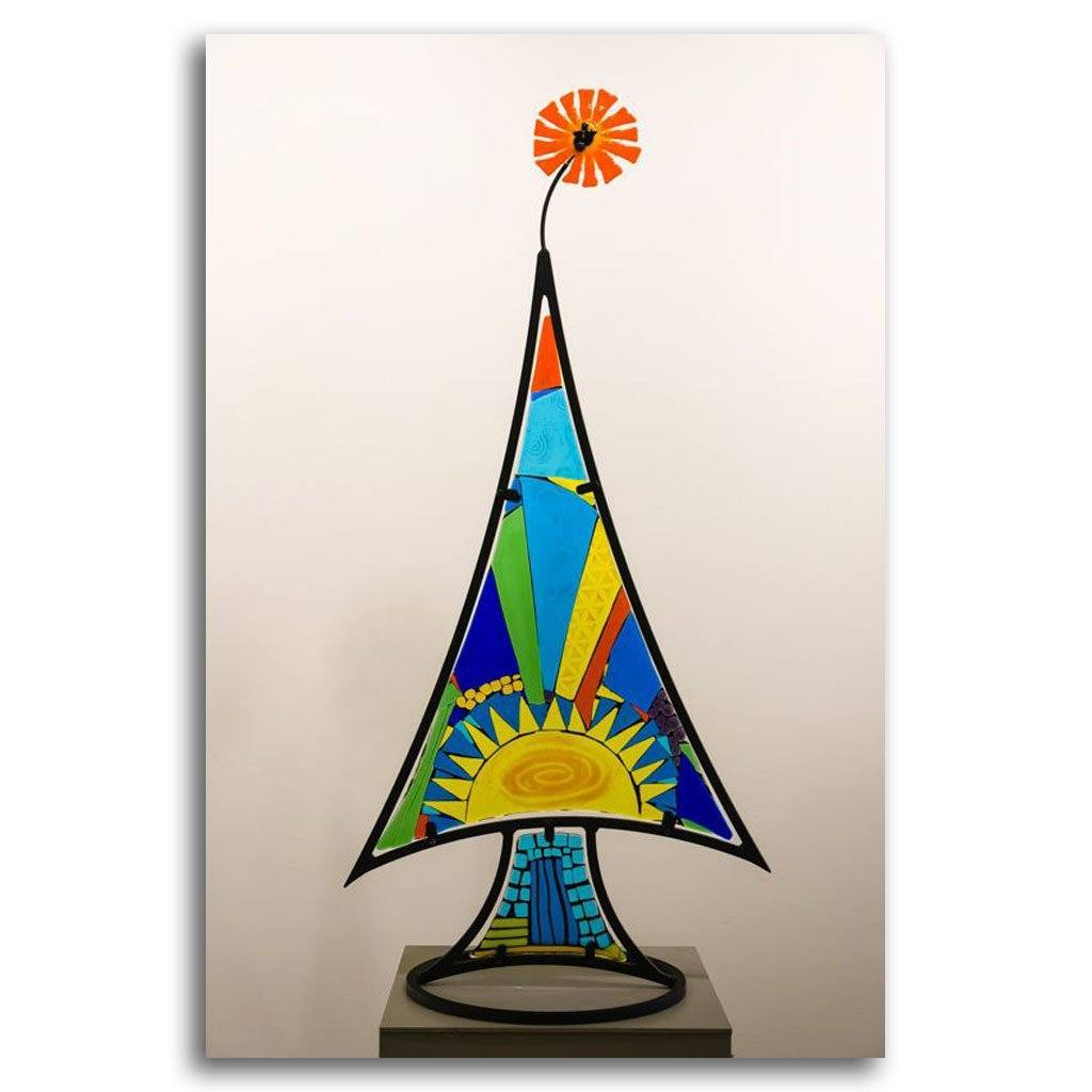 Glorious Day Tree | 45" x 21" Hand fused glass with metal stand Tammy Hudgeon