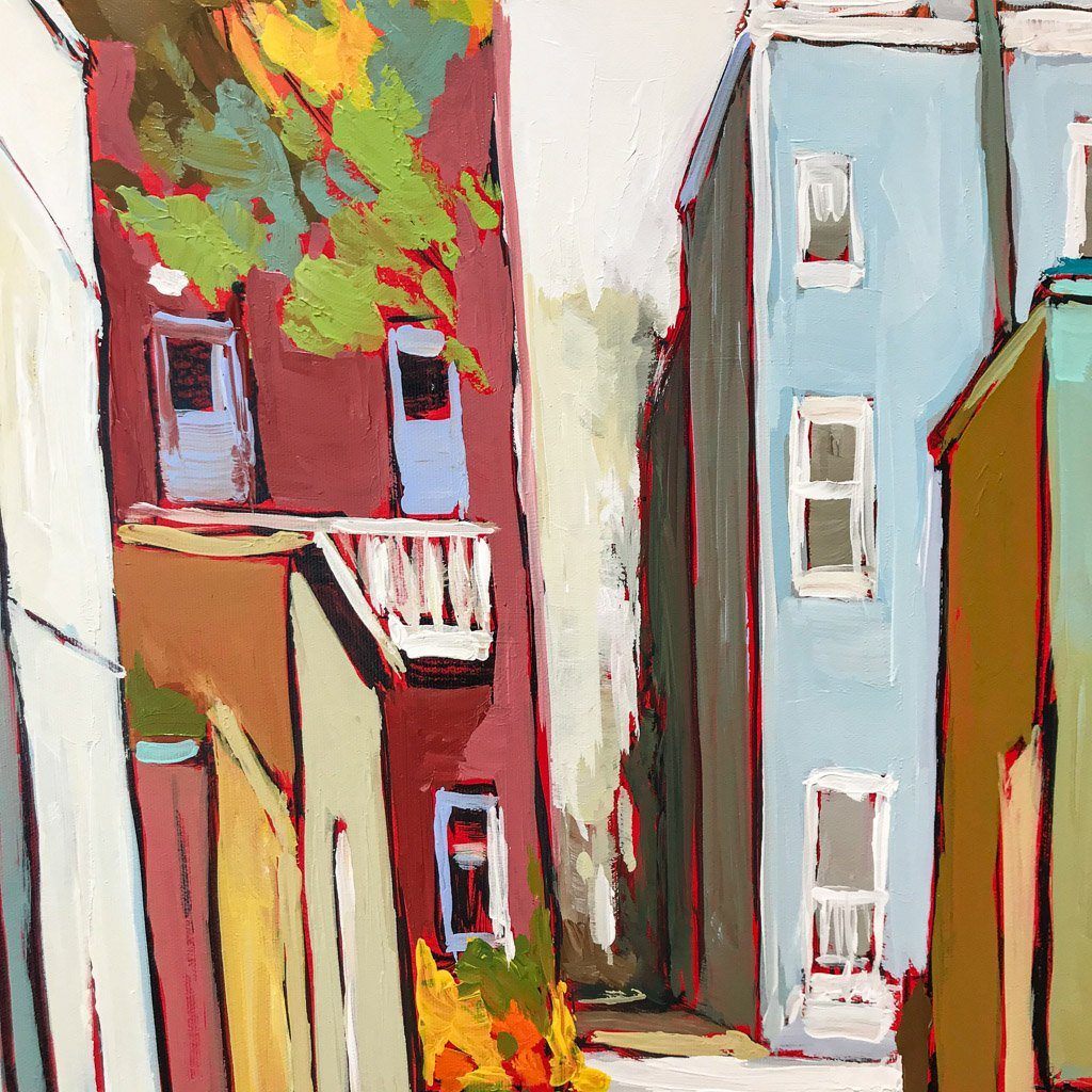 Summer Afternoon in the Alley | 40" x 40" Acrylic on Canvas Sacha Barrette