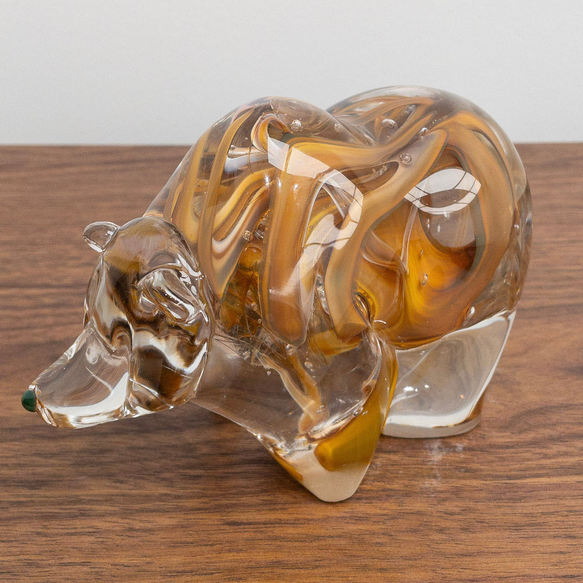 Hayden MacRae Nosey Glass Bear - Gold Topaz | 7&quot; x 4&quot; x 3&quot; Hot Sculpted Blown Glass