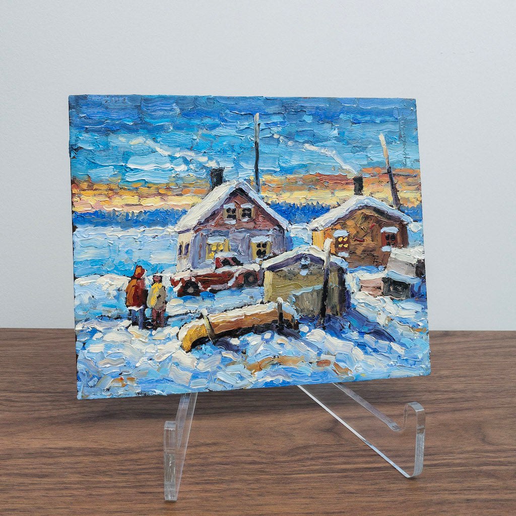 December, Old Town Yellowknife | 7.75&quot; x 9.5&quot; Oil on Board Rod Charlesworth