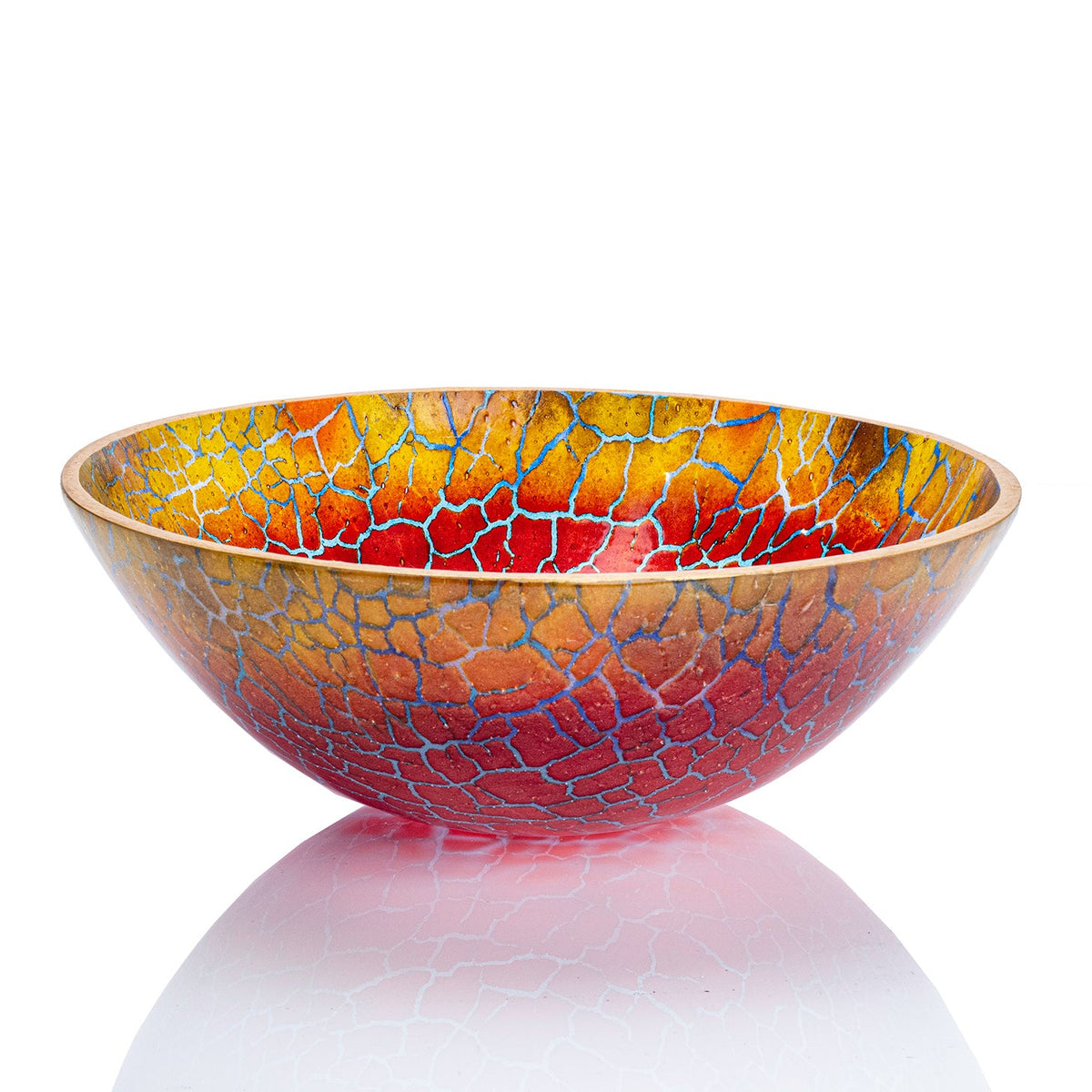 Garnet &amp; Marigold Red Homecoming Bowl  | 3&quot; x 9&quot; Kilnformed Glass Bob Leatherbarrow