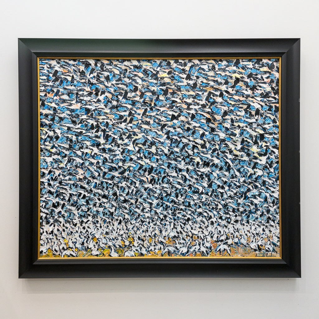 Migration d&#39;automne les Oies Blanches | 30&quot; x 36&quot; Oil on Canvas Raynald Leclerc