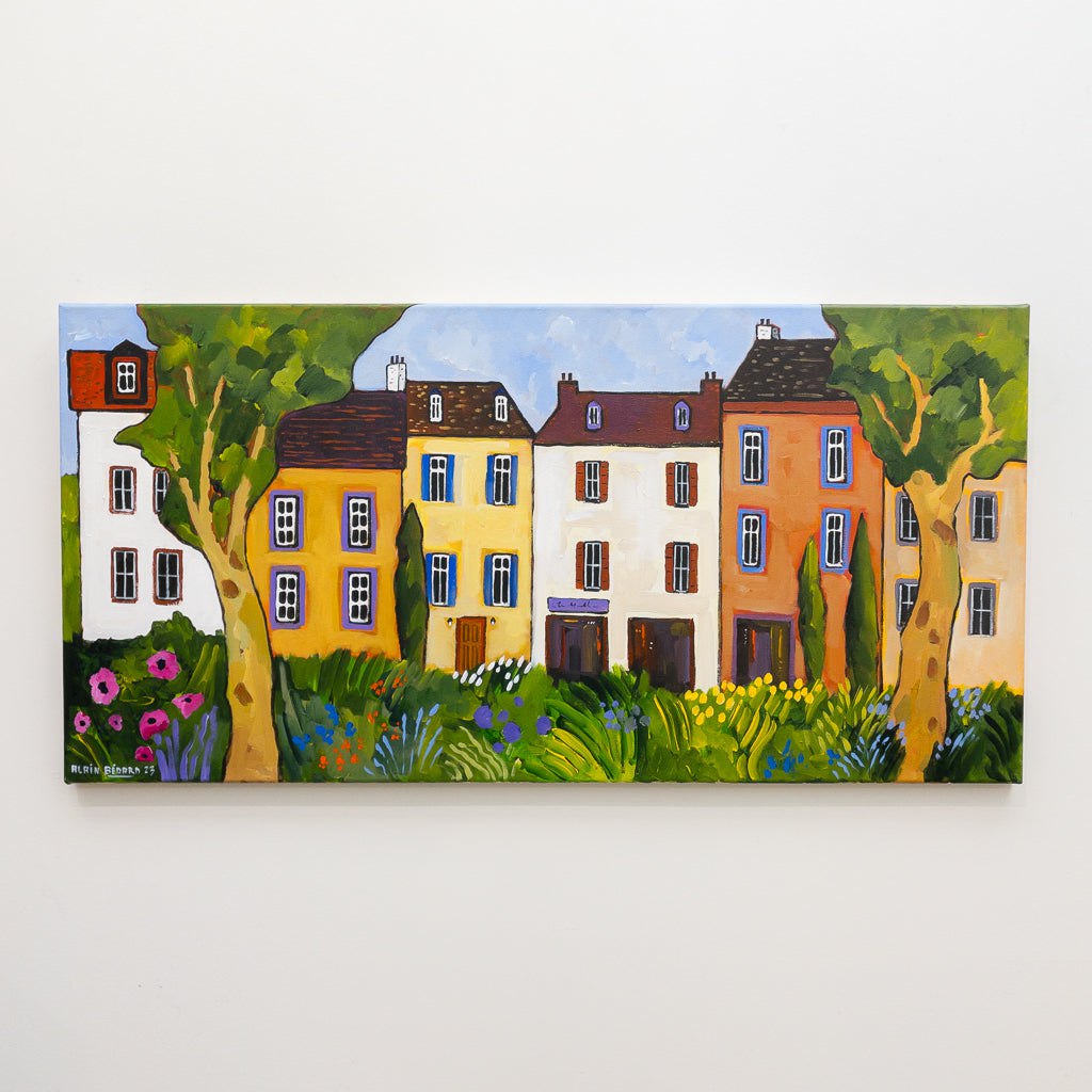 Colourful Street | 18&quot; x 36&quot; Acrylic on Canvas Alain Bédard