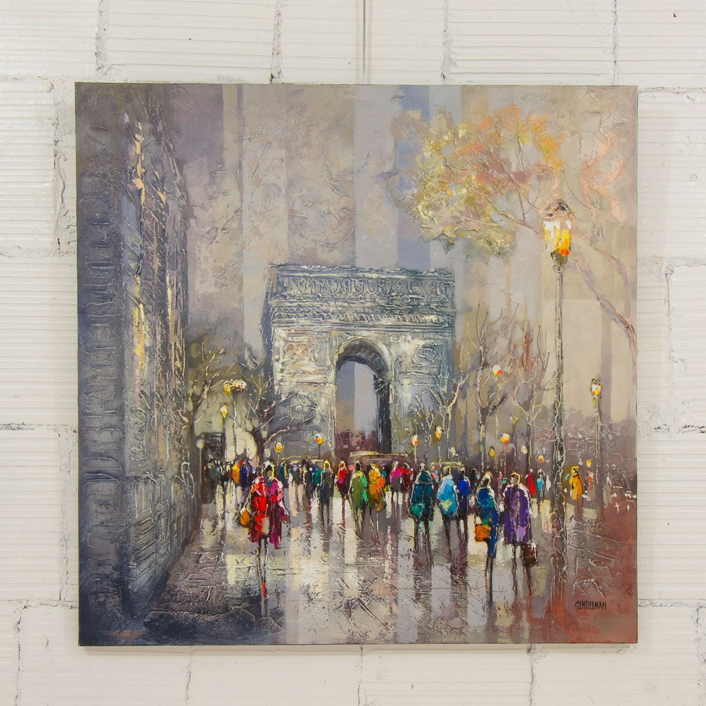Approaching l'Arc de Triomphe | 40" x 40" Acrylic on Canvas Irene Gendelman