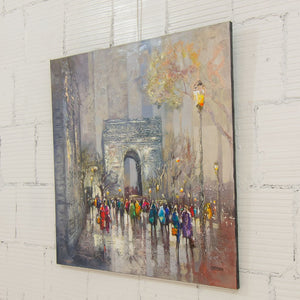 Irene Gendelman Approaching l'Arc de Triomphe | 40" x 40" Acrylic on Canvas