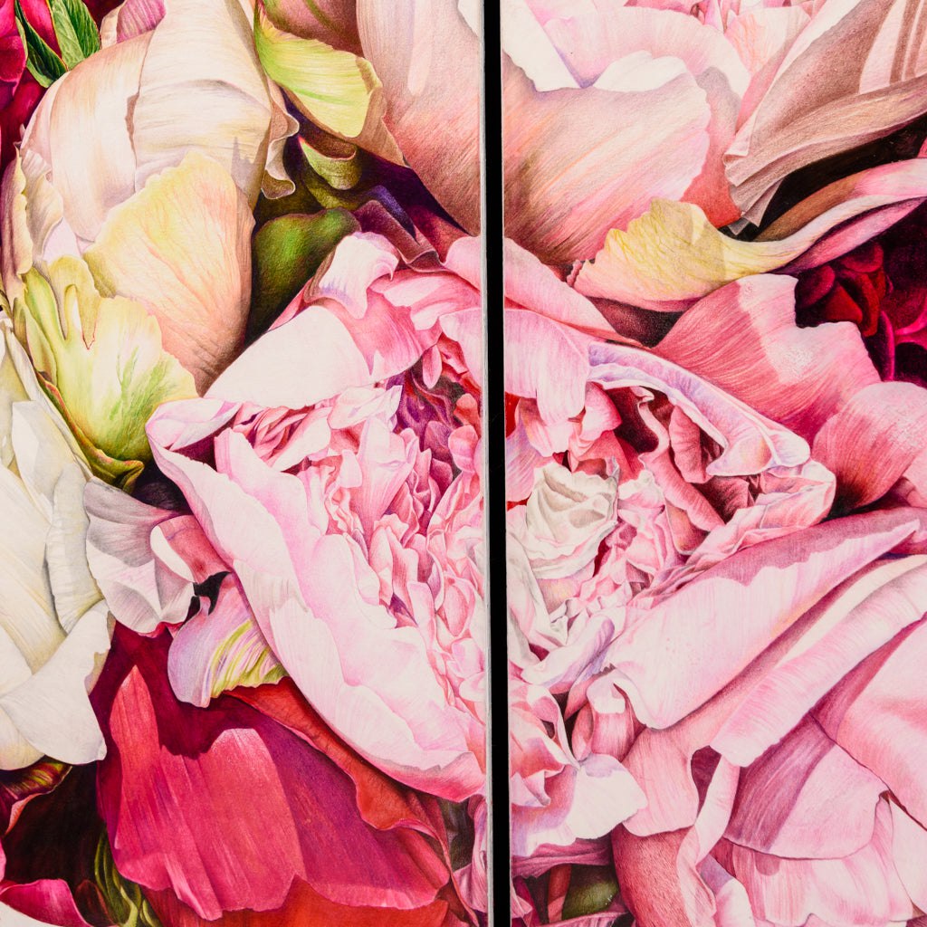 Breath of Life | 32" x 80" - Diptych Coloured Pencil on Paper Mounted on Aluminium Jeannette Sirois