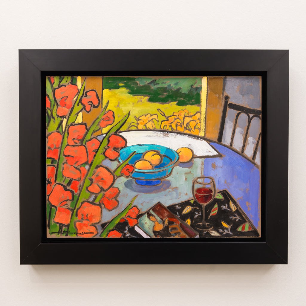 Fleurs, Fruits et Vin Rouge | 12&quot; x 16&quot; Oil on Canvas Jeannette Perreault
