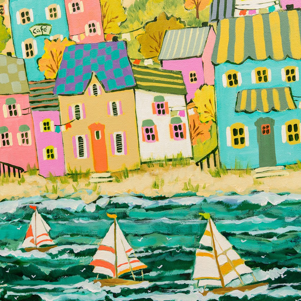 The Week End on the River | 18" x 18" (Copy) Acrylic on Canvas Claudette Castonguay