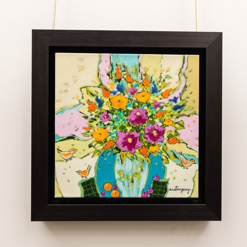 Merci Pour Les Fleurs | 12" x 12" Acrylic on Canvas Claudette Castonguay