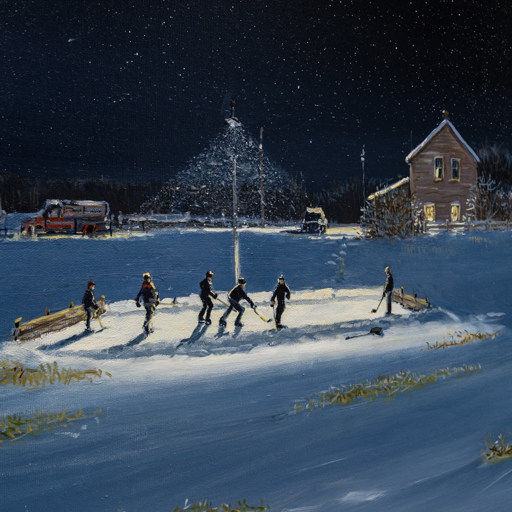 Dad Helped us Make Our Hockey Rink | 40" x 36" Oil on Canvas Peter Shostak