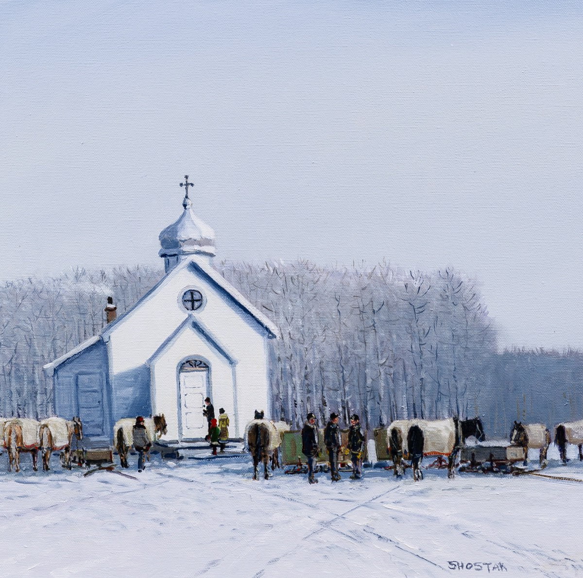 Monthly Sunday Service | 16" x 20" Oil on Canvas Peter Shostak