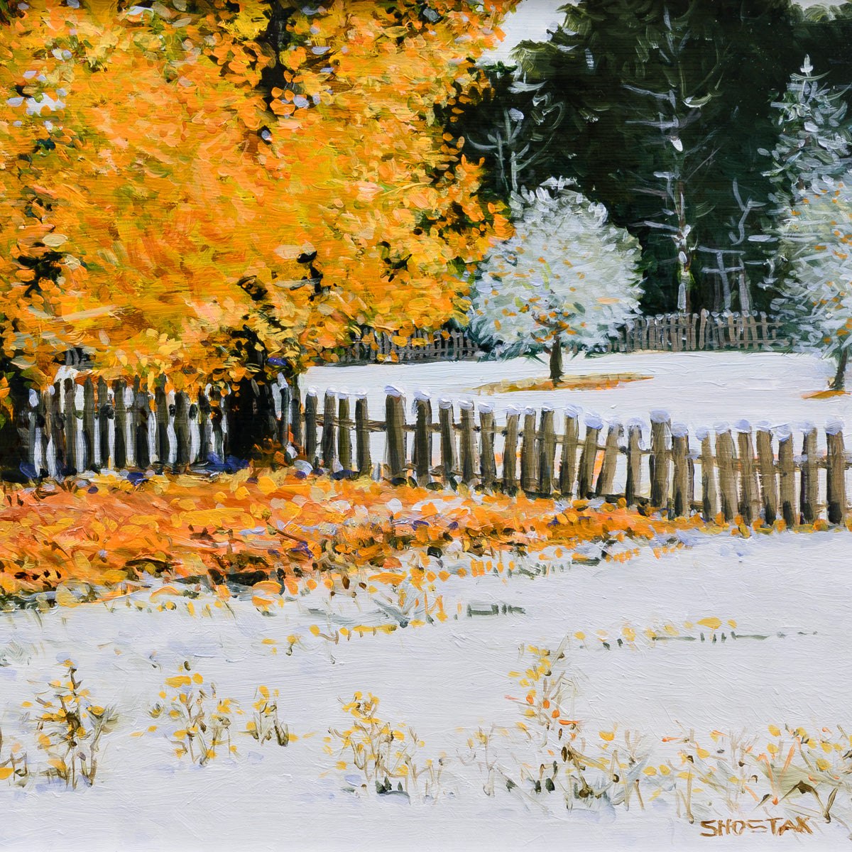 Early Winter Snowfall | 9" x 12" Oil on Panel Peter Shostak